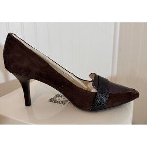 Anne Klein iFlex Brown Suede Pumps Loafer Style Heels Women’s 9M Like New/Box